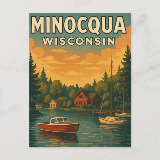 Minocqua Wisconsin Postcard Postkarte (Vorderseite)