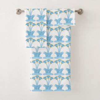 Minoische Lilien Aqua Buttercup Badetuch Set