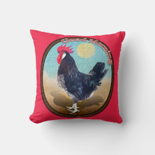 Minorca Rooster Guten Morgen Vintages Oval Kissen