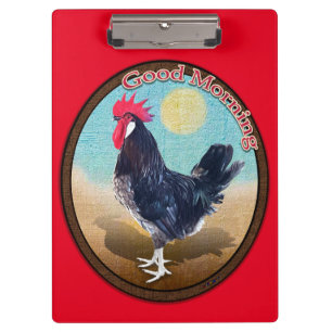 Minorca Rooster Guten Morgen Vintages Oval Klemmbrett