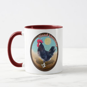 Minorca Rooster Guten Morgen Vintages Oval Tasse
