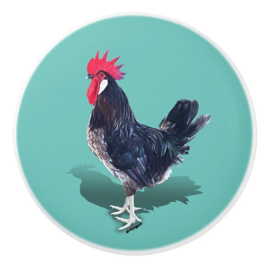 Minorca Rooster Keramikknauf (Vorderseite)
