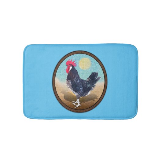 Minorca Rooster Vintag Oval Badematte (Vorderseite)