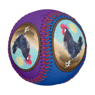 Minorca Rooster Vintag Oval Baseball