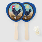 Minorca Rooster Vintag Oval Fächer (Vorne und Hinten)