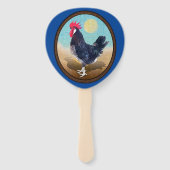 Minorca Rooster Vintag Oval Fächer (Rückseite)