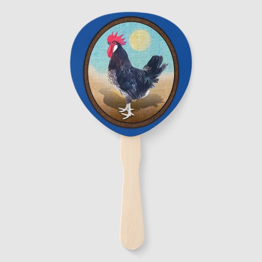 Minorca Rooster Vintag Oval Fächer (Vorderseite)