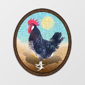 Minorca Rooster Vintag Oval Fensteraufkleber (Blatt)