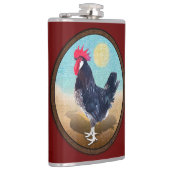 Minorca Rooster Vintag Oval Flachmann (Rechts)