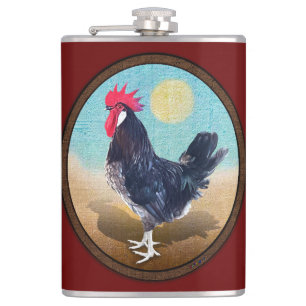 Minorca Rooster Vintag Oval Flachmann
