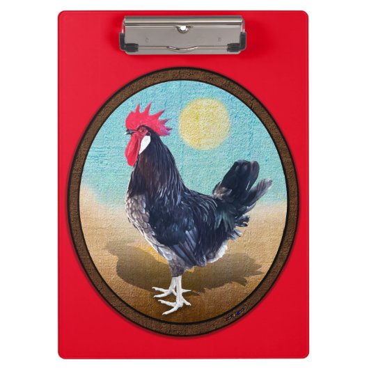 Minorca Rooster Vintag Oval Klemmbrett (Vorderseite)