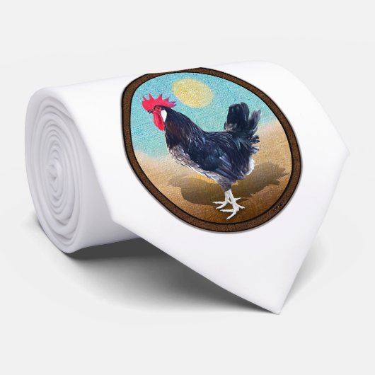 Minorca Rooster Vintag Oval Krawatte (Gerollt)