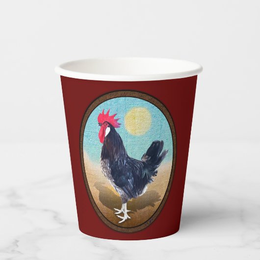 Minorca Rooster Vintag Oval Pappbecher (Vorderseite)