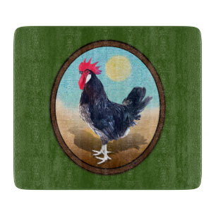 Minorca Rooster Vintag Oval Schneidebrett
