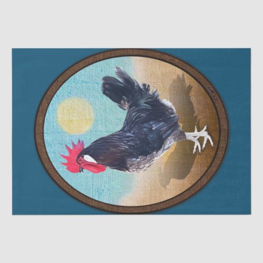 Minorca Rooster Vintag Oval Seidenpapier (Vorderseite)