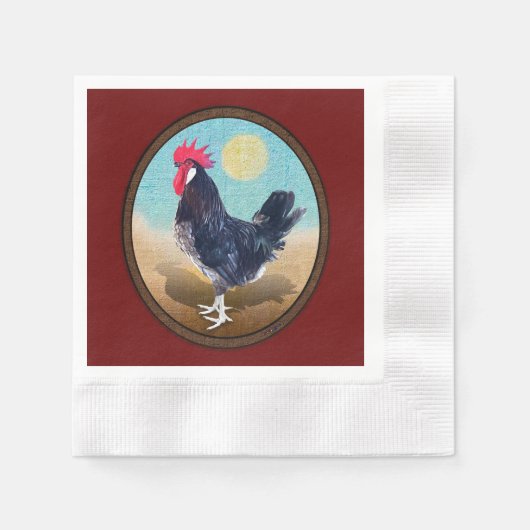 Minorca Rooster Vintag Oval Serviette (Vorderseite)