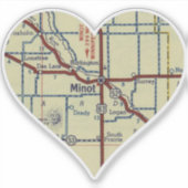 Minot ND Vintag Map Aufkleber (Vorderseite)