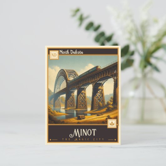 Minot, North Dakota | VINTAG Postkarte (Stehend Vorderseite)