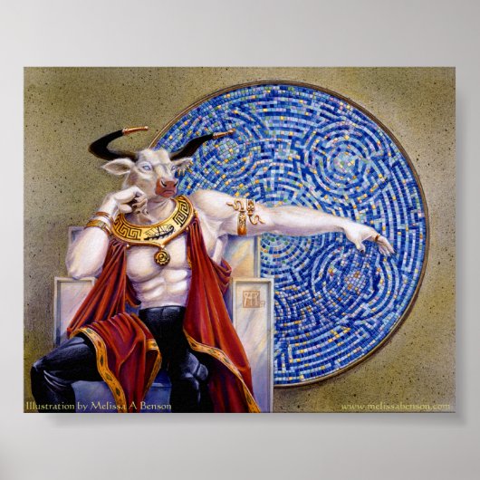 Minotaur mit Mosaikdruck Poster (Vorne)
