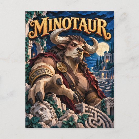 Minotaurus, Paper Cut Monster Postkarte (Vorderseite)