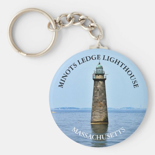 Minots Ledge Leuchtturm Massachusetts Keyring Schlüsselanhänger (Vorne)