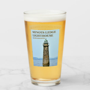 Minots Ledge Leuchtturm, Massachusetts Pint-Glas Glas