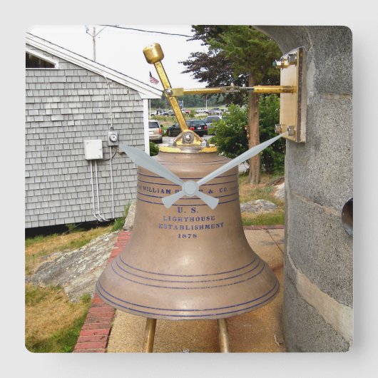 Minots Ledge Lighthouse Fog Bell Square Wall Clock Quadratische Wanduhr (Vorderseite)
