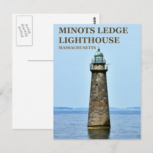 Minots Ledge Lighthouse, Massachusetts Postkarte (Vorne/Hinten)