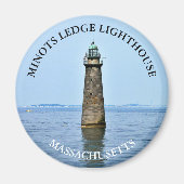 Minots Ledge Lighthouse Massachusetts Round Magnet (Vorne)