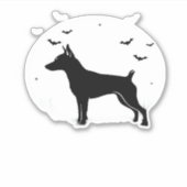 MinPin Dog � Halloween Moon Silhouette Classic T-S Aufkleber (Vorderseite)