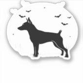 MinPin Dog � Halloween Moon Silhouette Classic T-S Aufkleber (Vorderseite)