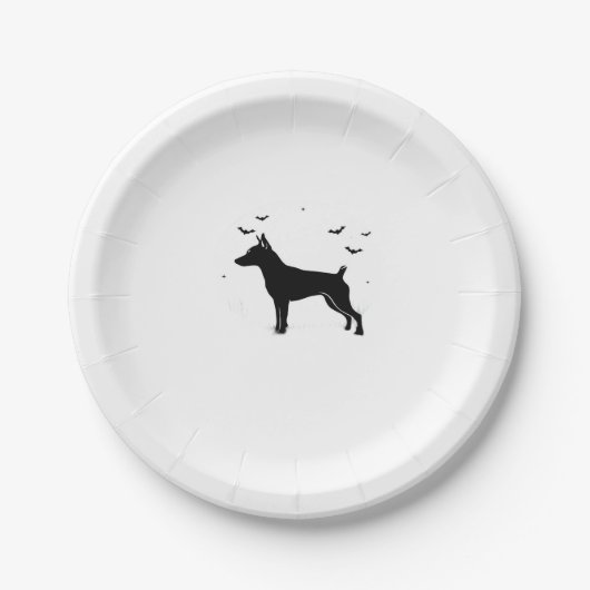MinPin Dog � Halloween Moon Silhouette Classic T-S Pappteller (Vorderseite)