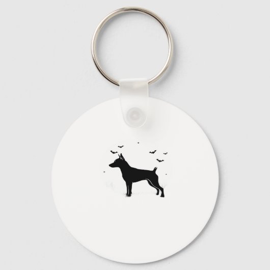 MinPin Dog � Halloween Moon Silhouette Classic T-S Schlüsselanhänger (Vorderseite)