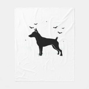 MinPin Hund � Halloween-Mond-Silhouette Klassische Fleecedecke