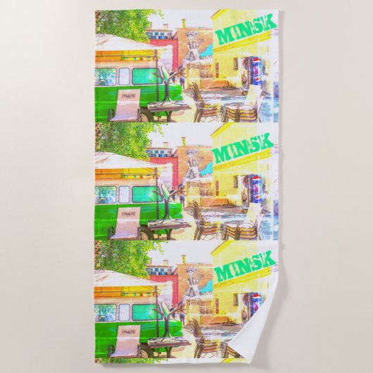 Minsk Belarus Architektur Graffiti Gebiet Strandtuch (Vorderseite)