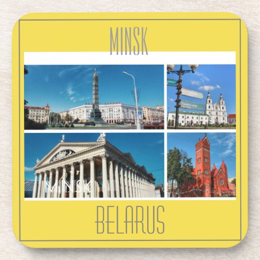 Minsk Belarus Collage Architektur Kaffeepad Getränkeuntersetzer (Vorderseite)