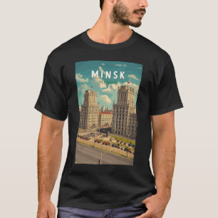 Minsk Belarus Illustration Reise Kunst Vintage T-Shirt