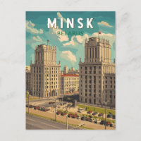 Minsk Belarus Illustration Reisen Kunst Vintag