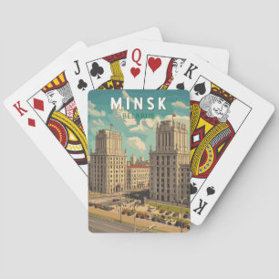 Minsk Belarus Illustration Reisen Kunst Vintag Spielkarten