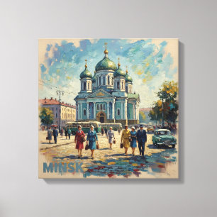 Minsk Belarus Orthodoxe Kathedrale Städtische Lein Leinwanddruck