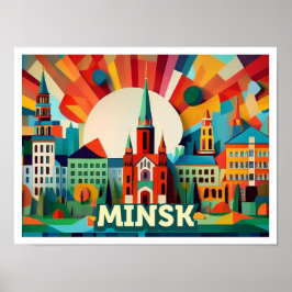 Minsk Belarus Reisen künstlerisch farbenfroh Poster