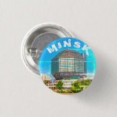 Minsk Belarus Staat Library Architecture City Button (Vorne & Hinten)