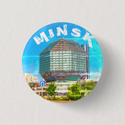 Minsk Belarus Staat Library Architecture City Button (Vorderseite)
