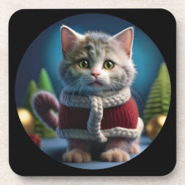 Minskin Kitten in einem WeihnachtsOutfit Getränkeuntersetzer