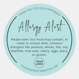 Mint Allergy Food Warning Round Aufkleber