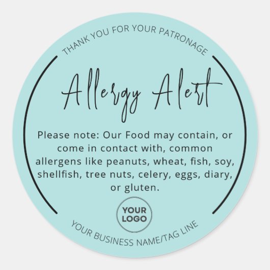 Mint Allergy Food Warning Round Aufkleber (Vorderseite)