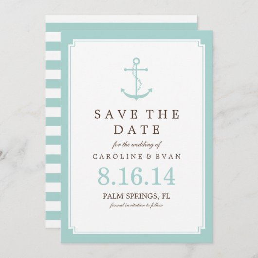 Mint Anchor Wedding Save the Date (Vorne/Hinten)