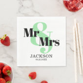 Mint and Black Mr & Mrs. Wedding Serviette (Beispiel)