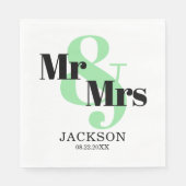 Mint and Black Mr & Mrs. Wedding Serviette (Vorderseite)