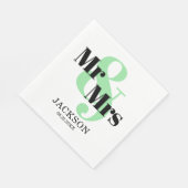 Mint and Black Mr & Mrs. Wedding Serviette (Ecke)